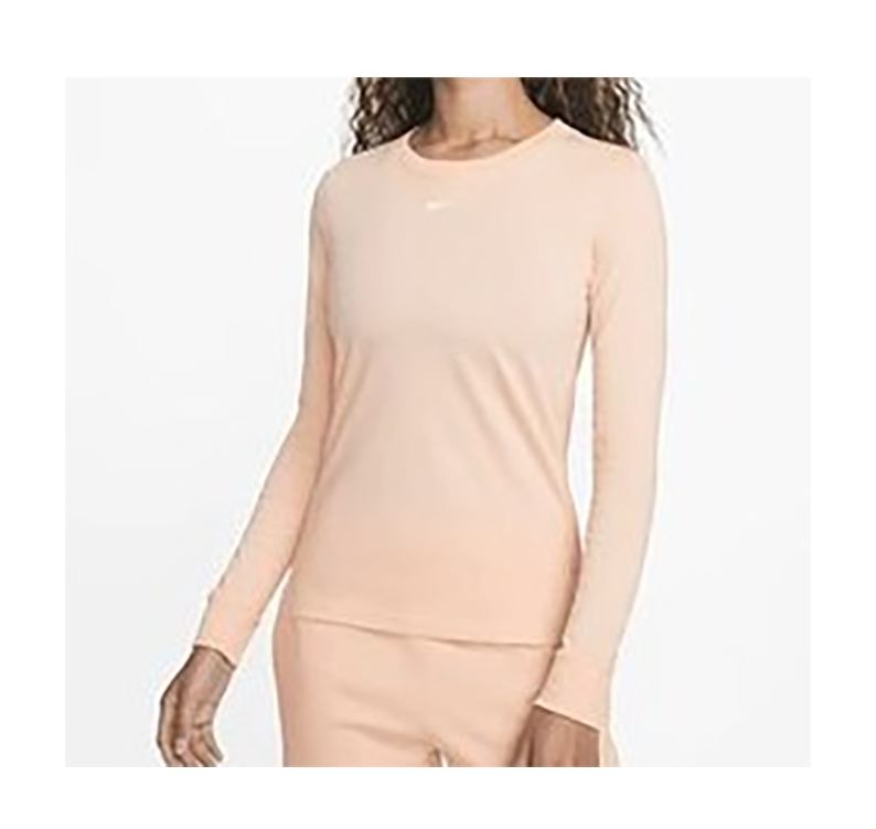 Różowa damska longsleeve koszulka Nike The Tee DC9833-800 M przód z wyszywanym Swooshem