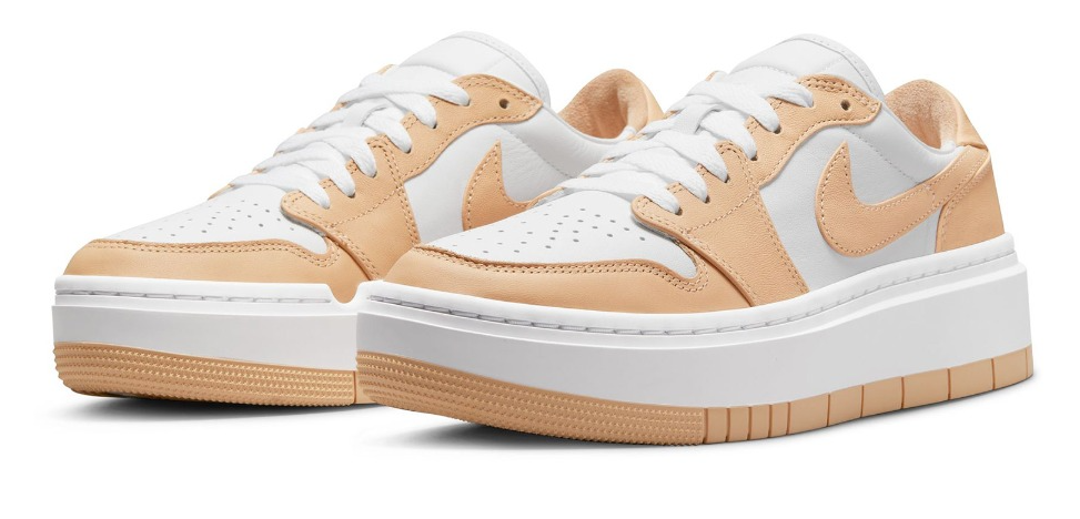 Beżowe damskie sneakersy Nike Jordan Air 1 Low Elevate DH7004-102 43 przód z niskim krojem i skórzaną cholewką