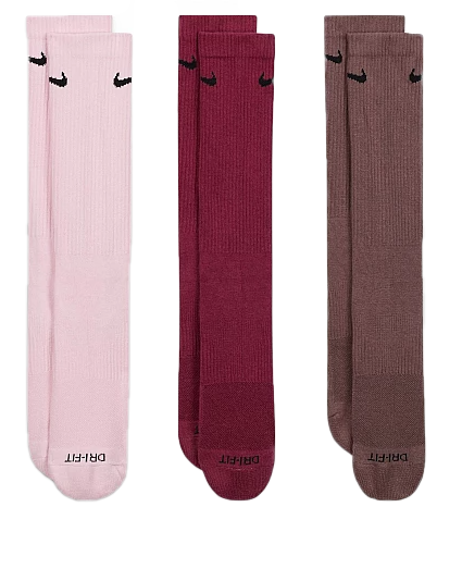 Skarpety Nike Everyday Plus SX6888-961 rozmiar XL 46-50 w kolorach róż, bordowy, brąz