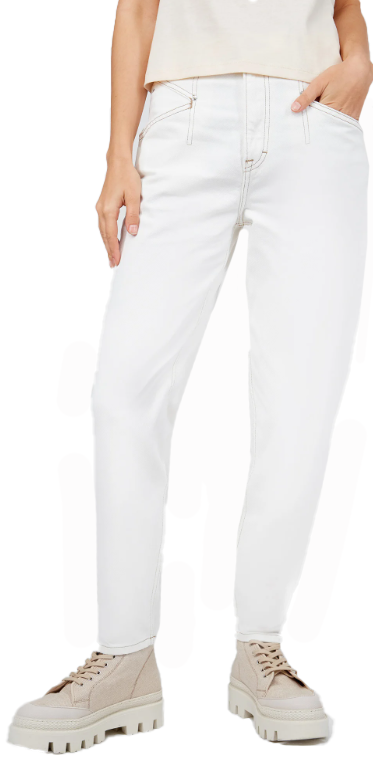Spodnie damskie Tommy Jeans Mom Jean białe ecru 26/30 DW0DW10305 przód