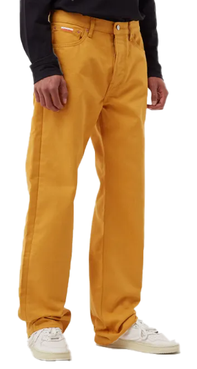 Pomarańczowe spodnie męskie Calvin Klein Straight Leg K10K109178ZCE 32 przód z pomarańczowym ściegiem