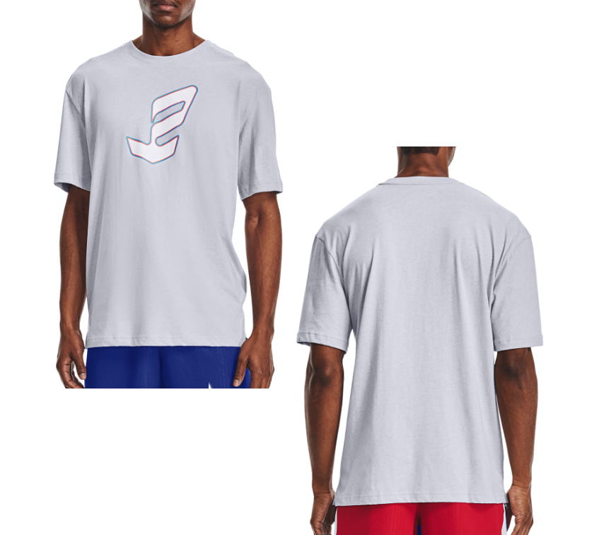 Szara męska koszulka Under Armour HeatGear Embid Logo 1361971011 L detal kołnierza