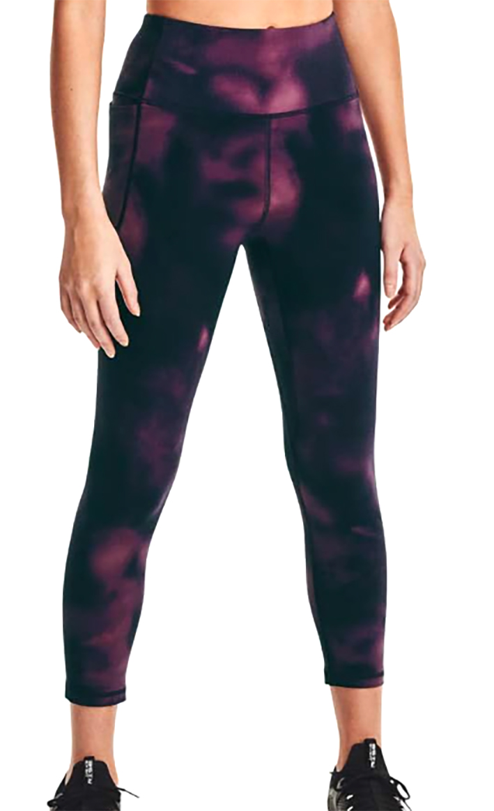 Damskie multikolor legginsy Under Armour Meridian Crop 1361001-501 SM bok z boczną kieszenią