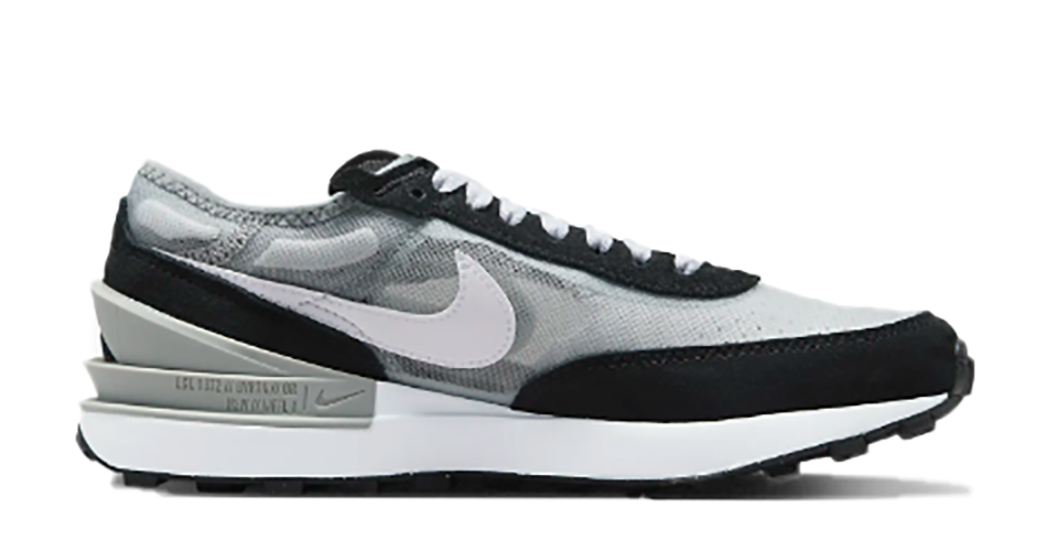 Szare młodzieżowe sneakersy Nike Waffle One DC0481-010 r. 38,5 z czarnymi elementami i białym logo