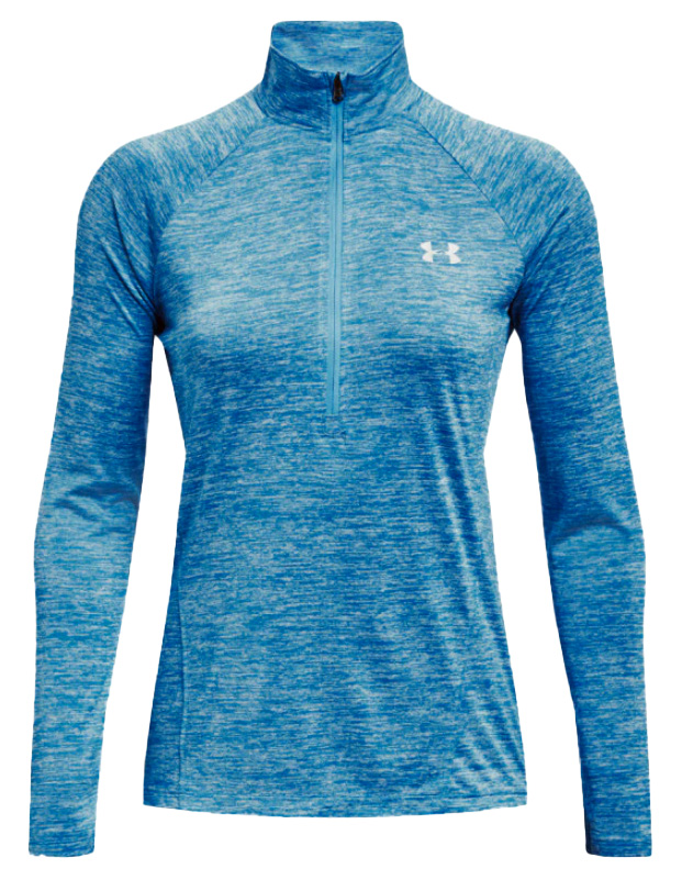Niebieska koszulka sportowa damska Under Armour 1320128437 SM przód z zamkiem 1/2