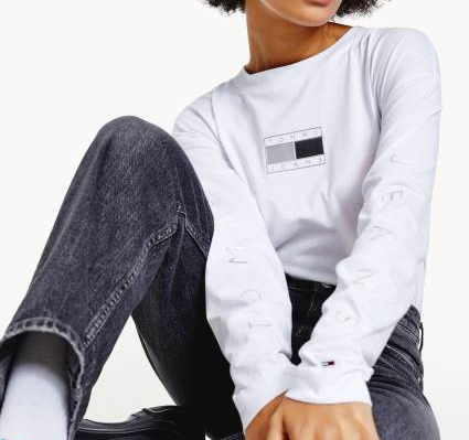 Bluza damska Tommy Hilfiger biała M bez kaptura bok