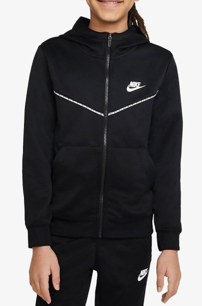 Czarna junior bluza Nike Sportswear DD4006-010 XS unisex przód z pełnym zamkiem