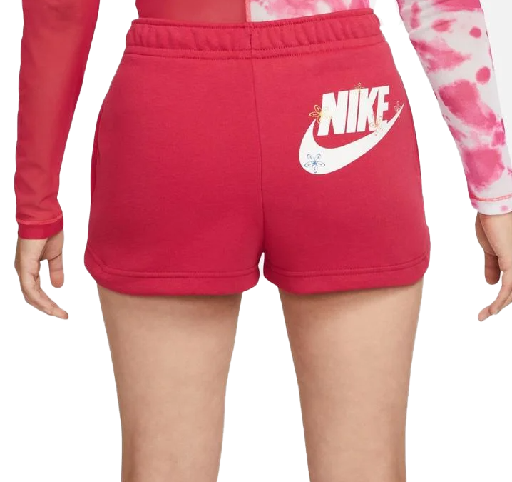 Spodenki damskie Nike SW Essentials Fleece S czerwone bok