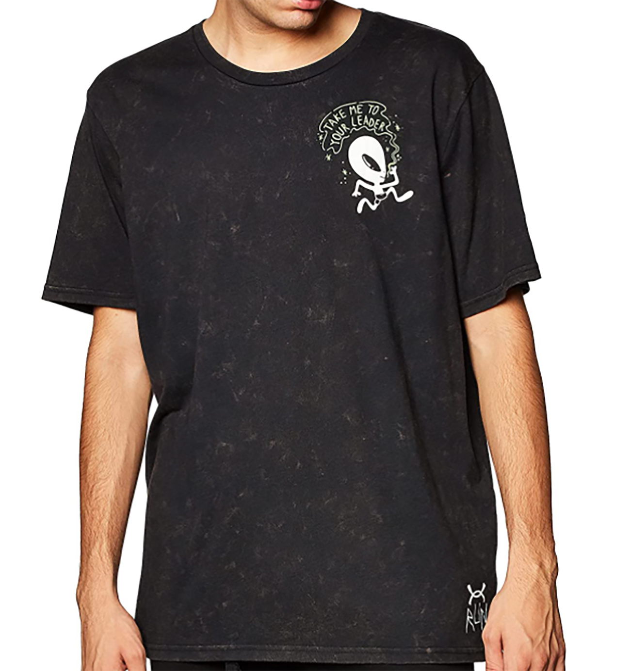 Czarna męska koszulka Under Armour Run Flying Fitted HeatGear 1361481001 L detal dekoltu