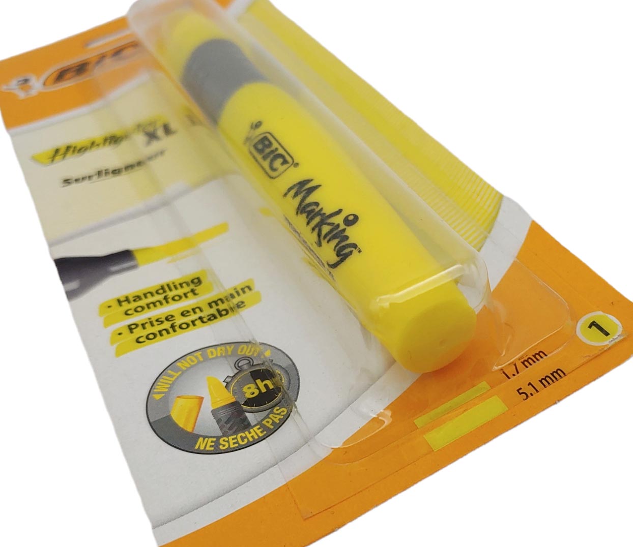 Zakreślacz BIC Highlighter XL żółty 1,7-5,1 mm fluorescencyjny