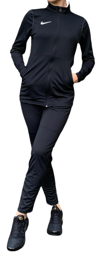 Czarny damski komplet dresowy Nike CW3618-010 XL przód bluzy rozpinanej z Dri-FIT