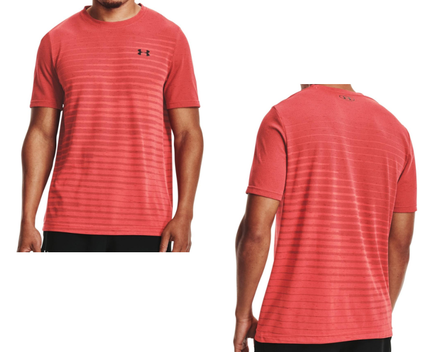 Czerwona męska koszulka Under Armour HeatGear Fitted 1361133-690 L przód z logo