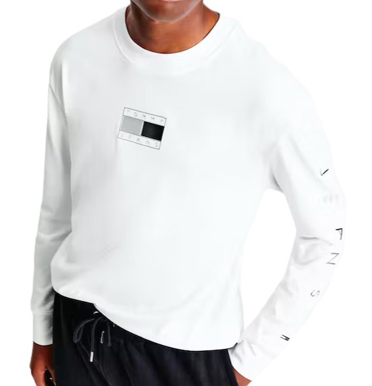 Biała bluza męska Tommy Hilfiger DM0DM12554 L przód z metalicznym logo