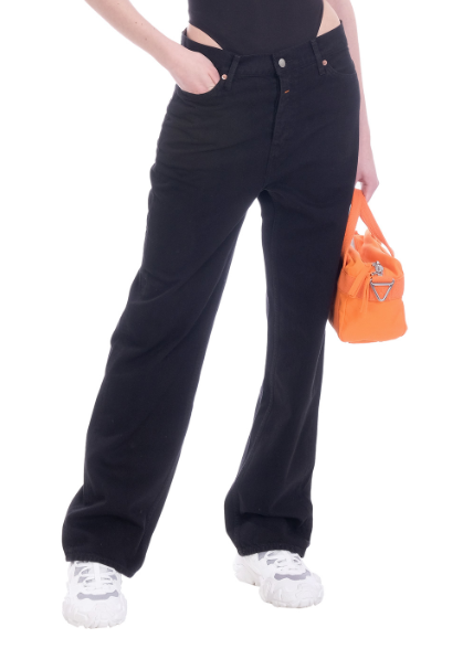 Czarne jeansy damskie Calvin Klein K20K203543BEH 32/32 przód z pomarańczowymi szwami