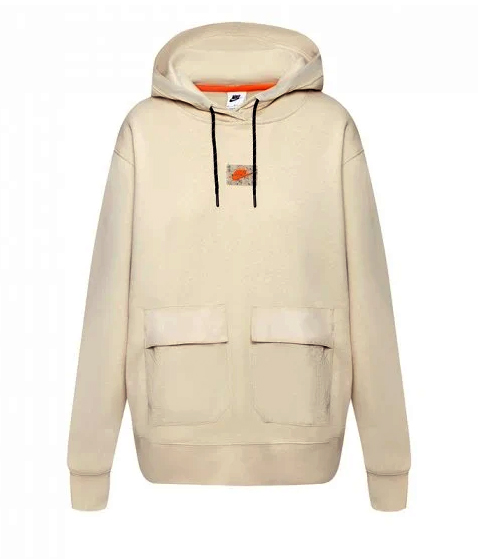 Damska beżowa bluza Nike Sportswear DX2324-206 M przód z kapturem i logo