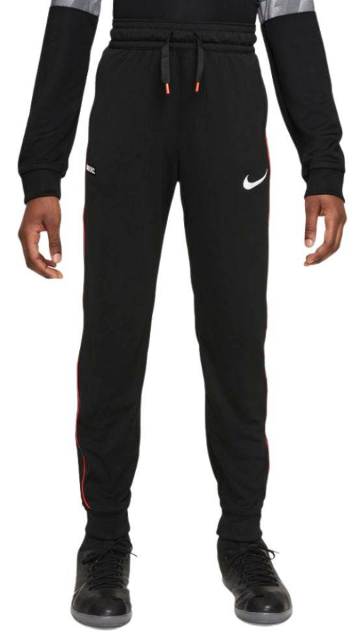 Czarne spodnie juniorskie Nike F.C. Libero Dri-FIT DH9677-010 M z czerwonymi lampasami