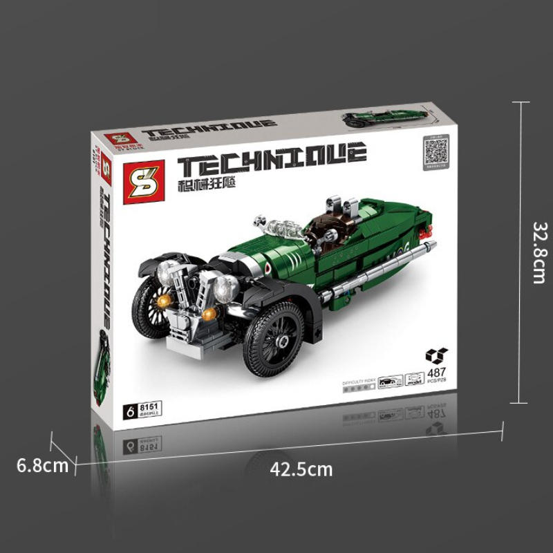 KLOCKI SAMOCHÓD TRÓJKOŁOWY 3 WHEELER MORGAN 487 SY 8151