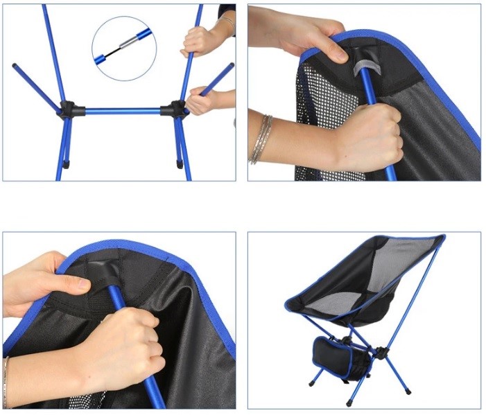 KRZESŁO TURYSTYCZNE SKŁADANE WĘDKARSKIE KEMPINGOWE NIEBIESKIE 2 SZTUKI