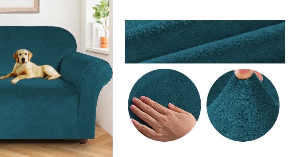 POKROWIEC NA SOFĘ KANAPĘ ELASTYCZNY WELUR 145-185 CM 2OS TURKUSOWY