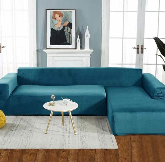 POKROWIEC NA SOFĘ KANAPĘ ELASTYCZNY WELUR 145-185 CM 2OS TURKUSOWY