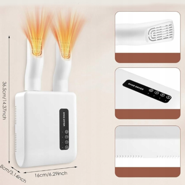 SUSZARKA DO BUTÓW RĘKAWICZEK ELEKTRYCZNA NAŚCIENNA TIMER BIAŁA 140W