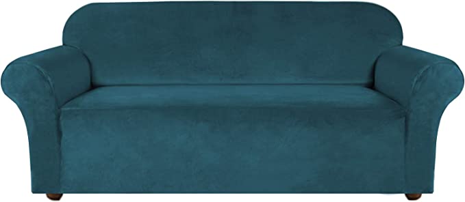 POKROWIEC NA SOFĘ KANAPĘ ELASTYCZNY WELUR 145-185 CM 2OS TURKUSOWY