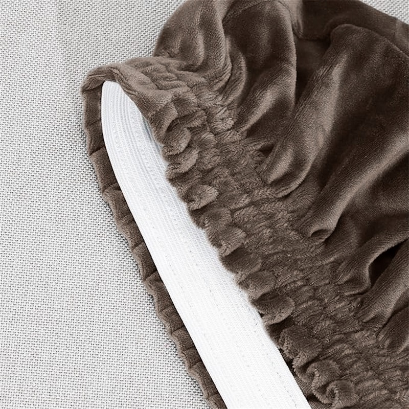 POKROWIEC NA KANAPĘ SOFĘ NAROŻNIK ELASTYCZNY WELUR 235-300 4OS BRĄZOWY