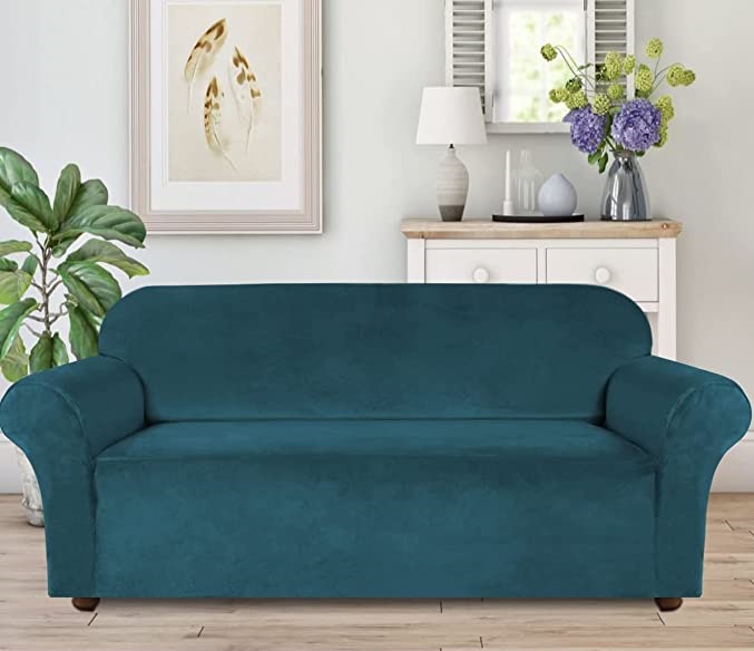 POKROWIEC NA SOFĘ KANAPĘ ELASTYCZNY WELUR 145-185 CM 2OS TURKUSOWY
