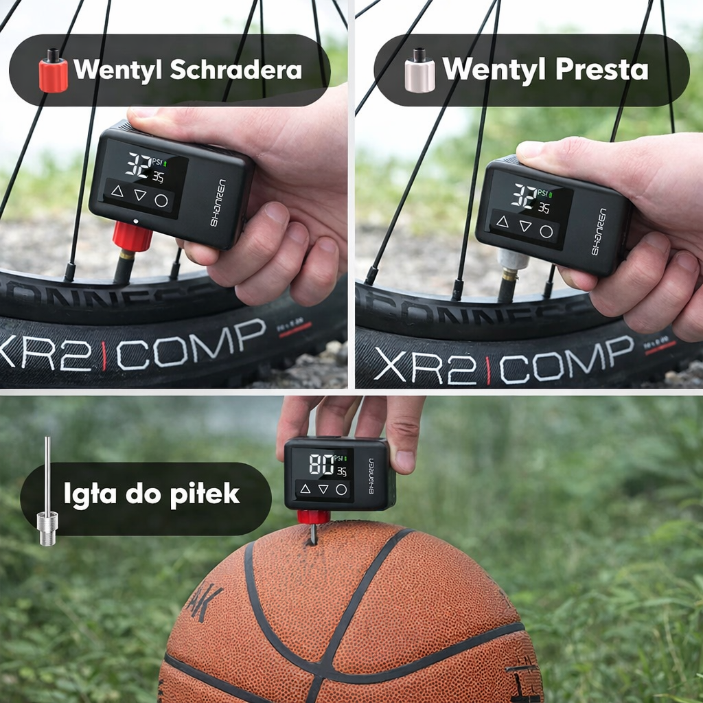 Pompka do wentyla Presta, Schrader i do piłek