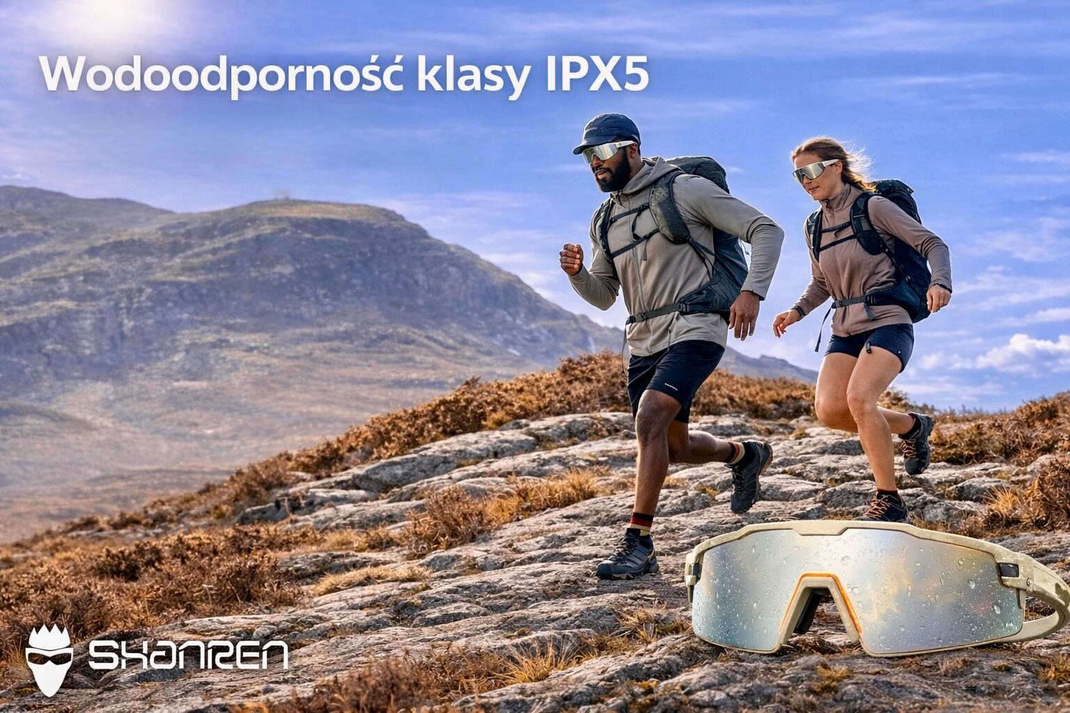 Okulary sportowe IPX5 odporne na wilgoć i deszcz