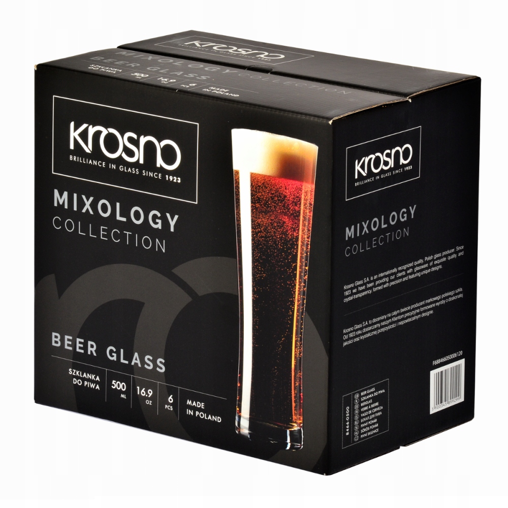 Krosno Klepsydra Mixology Bierglazen, 500 ml, set van 6 stuks