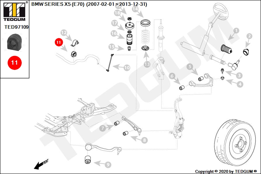 BMW X5 E70 GUMA STABILIZATORA PRZEDNIEGO