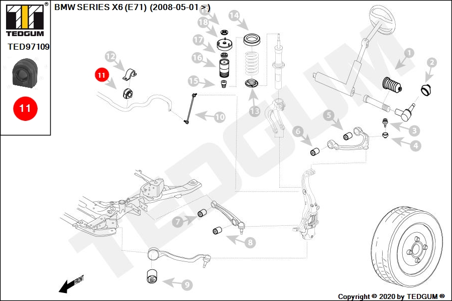 BMW X6 E71 GUMA STABILIZATORA PRZEDNIEGO