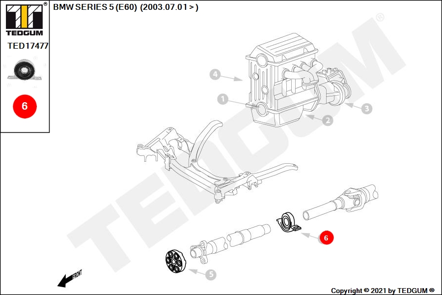 BMW 5 E60 PODPORA WAŁU KPL E60