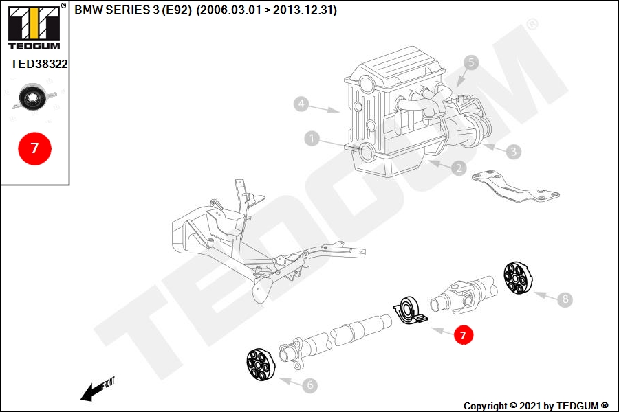 BMW 3 E92 PODPORA WAŁU NAPĘDOWEGO KPL E92