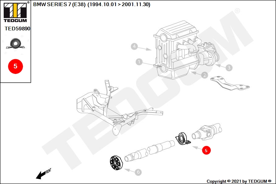 BMW 7 E38 PODPORA WAŁU NAPĘDOWEGO KPL E38