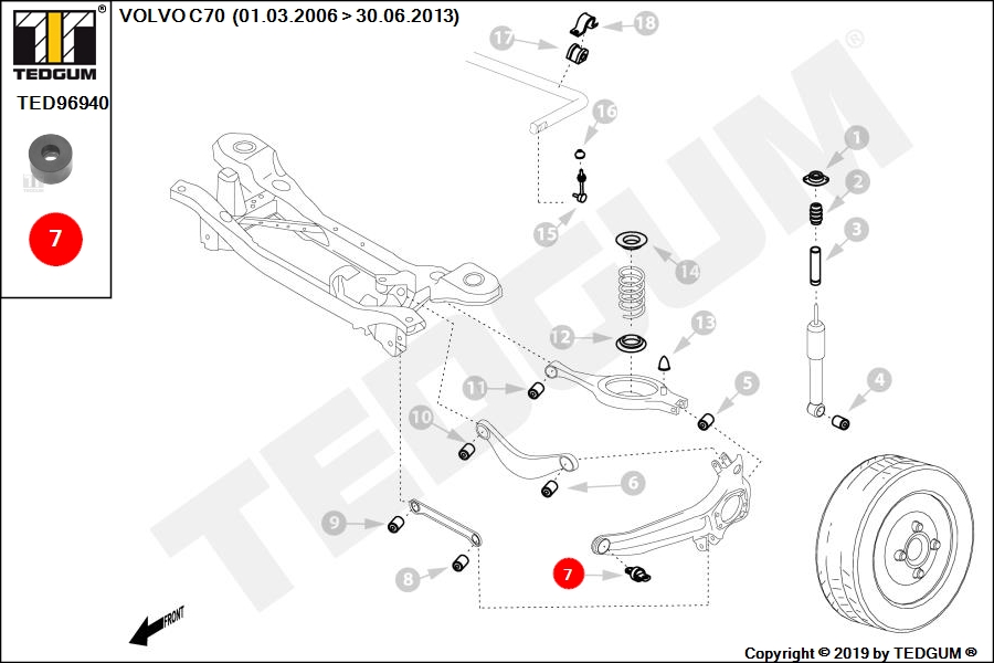 VOLVO C70 ŁOŻYSKO ŚRUBY ŚCIĄGACZA TULEI II 06-13