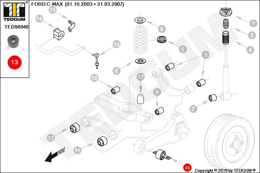 FORD C-MAX ŁOŻYSKO ŚRUBY ŚCIĄGACZA TULEI C-MAX