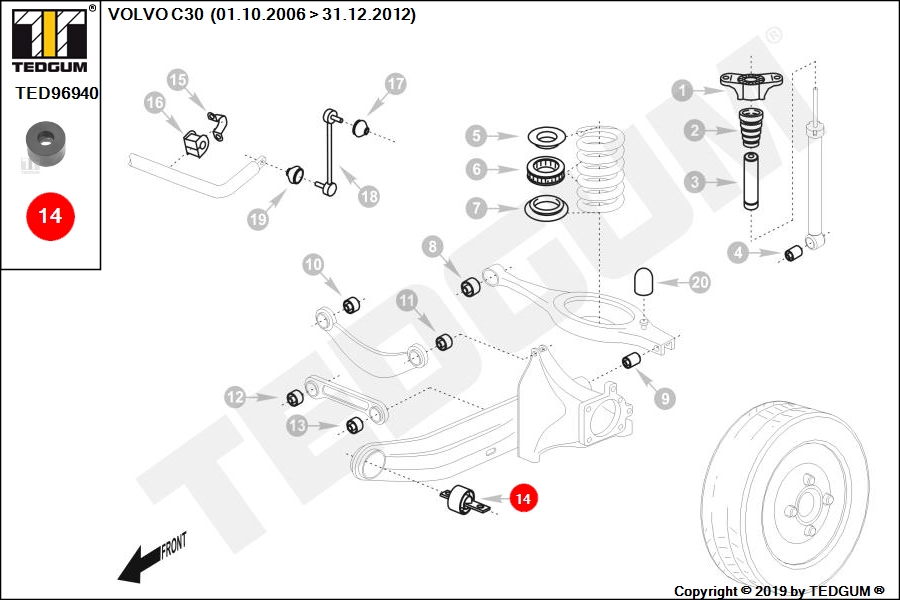 VOLVO C30 ŁOŻYSKO ŚRUBY ŚCIĄGACZA TULEI 06-12