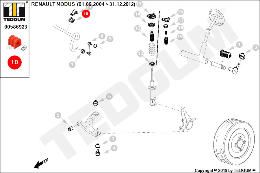 RENAULT MODUS PU TULEJA STABILIZATORA PRZEDNIEGO