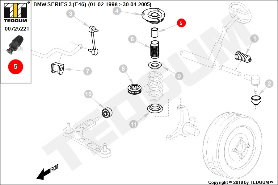 BMW 3 E46 ODBOJNIK AMORTYZATORA PRZÓD E46 98-05