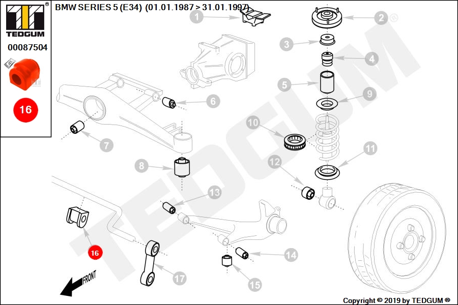 BMW 5 E34 PU TULEJA STABILIZATORA TYL E34 87-97