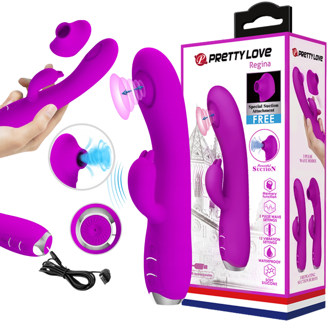 Silikon Vibrator mit Saugfunktion Klitoris und G-Punkt Stimulator  Vibrationsmodi