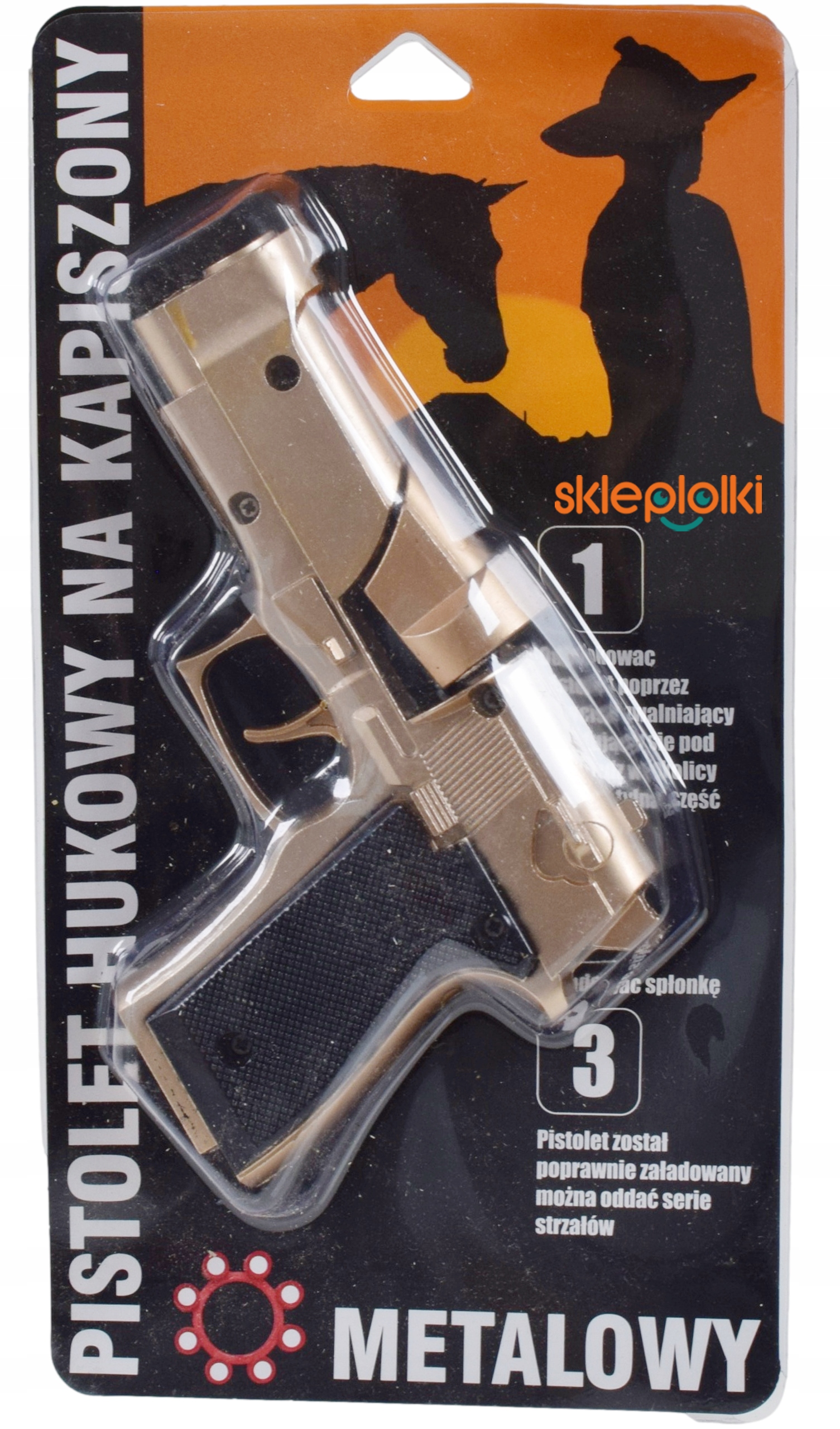 PISTOLET NA SPŁONKĘ KAPISZONY 5x72szt METALOWY REWOLWER DLA DZIECI GRATIS