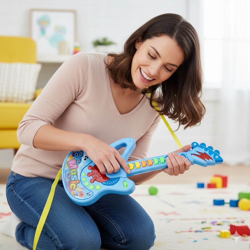 Interaktywna gitara muzyczna zabawka dla dzieci świeci melodie 8klawiszy