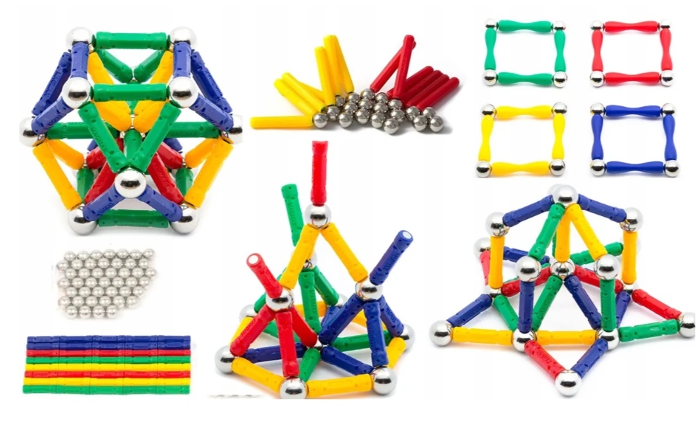 Klocki magnetyczne konstrukcyjne 50 elementów kreatywna zabawa 3D