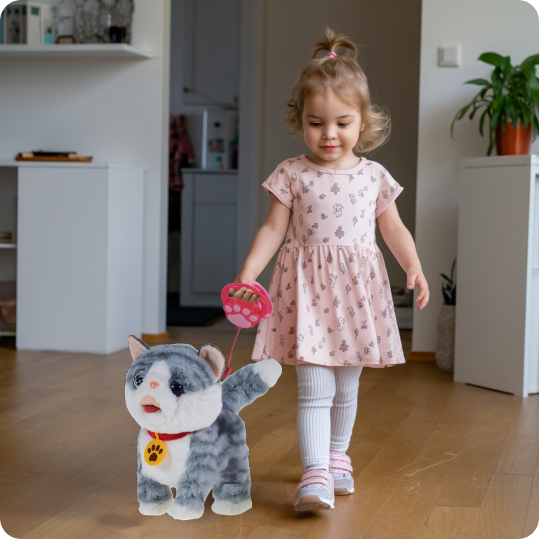 INTERAKTYWNY KOT KOTEK NA SMYCZY ZABAWKA MIAUCZY CHODZI GRA NA PREZENT