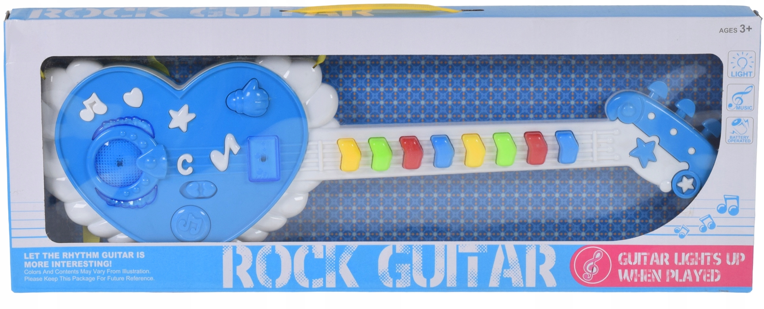 EDUKACYJNA GITARA NA BATERIĘ INTERAKTYWNY INSTRUMENT DLA DZIECI ŚWIECI GRA