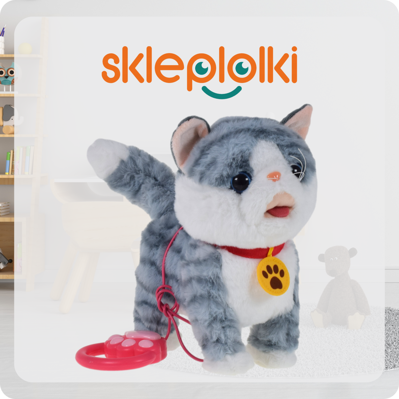 INTERAKTYWNY KOT KOTEK NA SMYCZY ZABAWKA MIAUCZY CHODZI GRA NA PREZENT