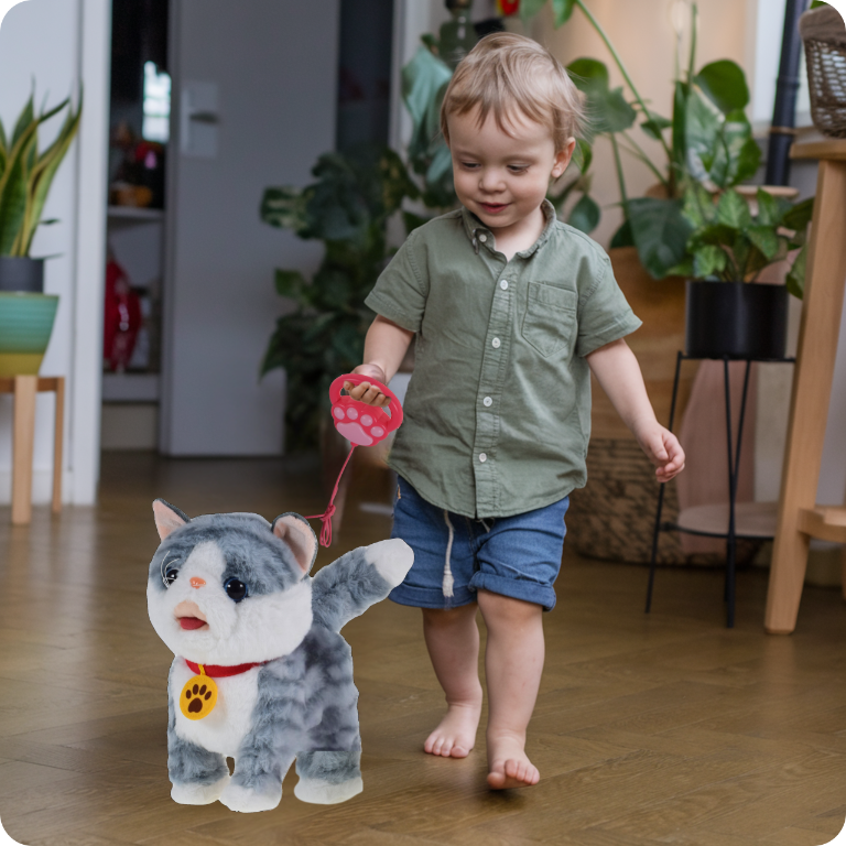 INTERAKTYWNY KOT KOTEK NA SMYCZY ZABAWKA MIAUCZY CHODZI GRA NA PREZENT